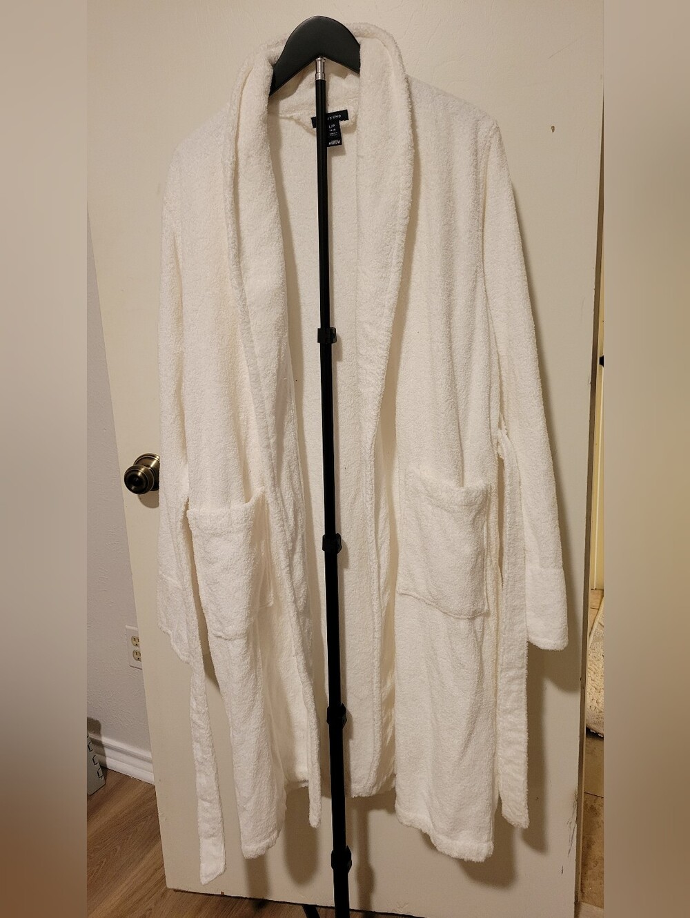 Lands' End Women's Cream Teddy Open-Front Jacket with Pockets
